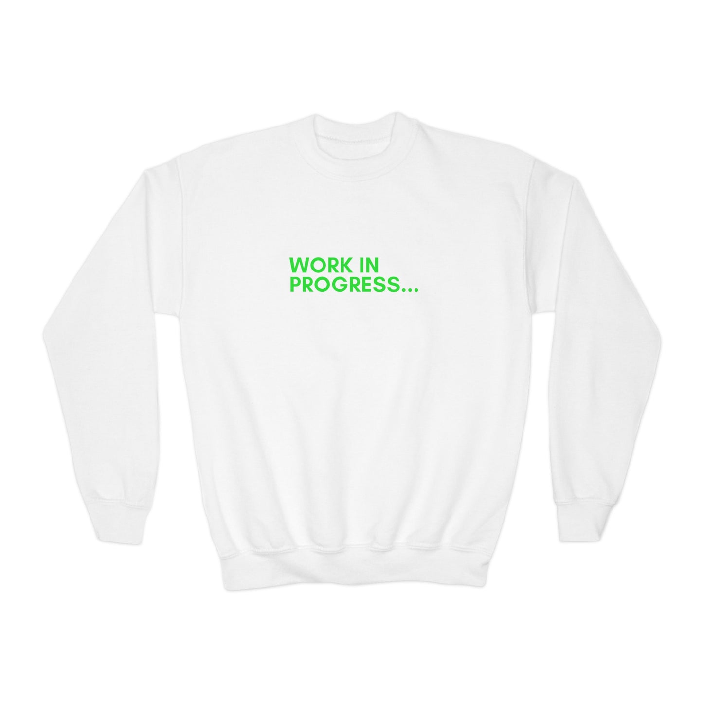 Work in Progress- Youth Crewneck Sweatshirt (neon green)
