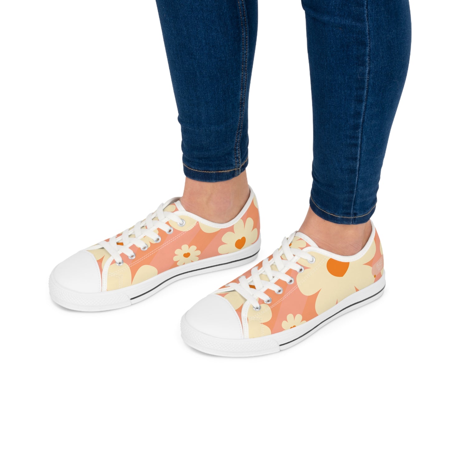 Peace (Phil 4:6) Women's Low Top Sneakers- (hippie daisies)