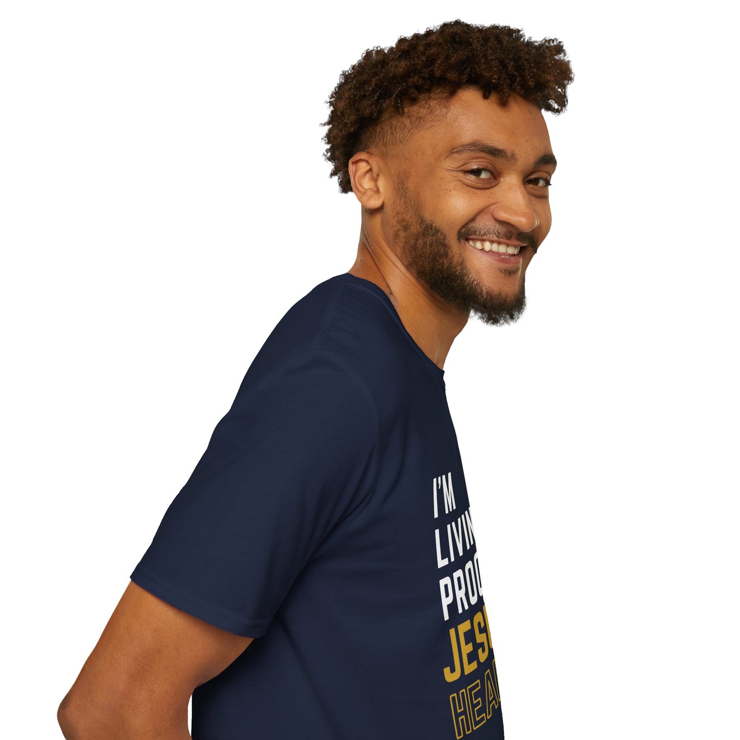 I'm living proof...Jesus Heals- Unisex Softstyle T-Shirt (gold edition)