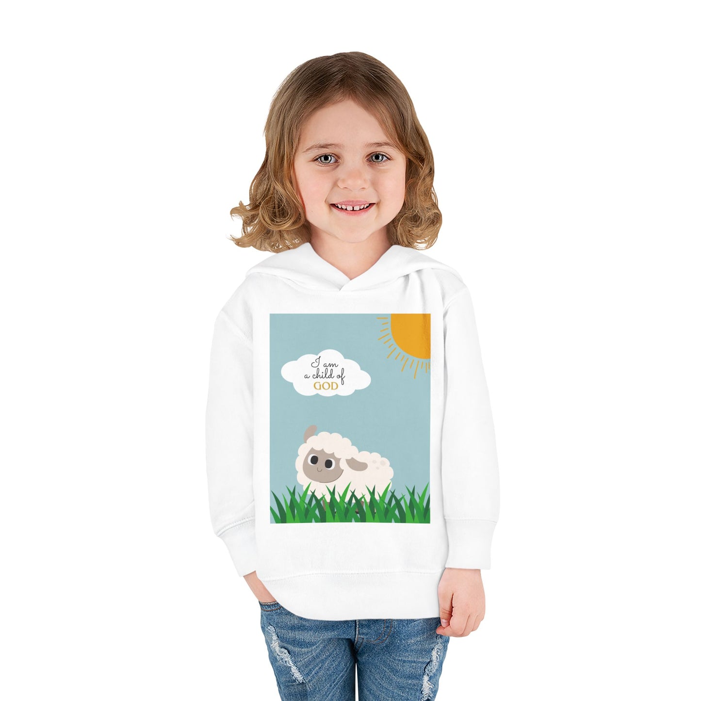 I am a child of God- Toddler Pullover Fleece Hoodie (adorable sheep)