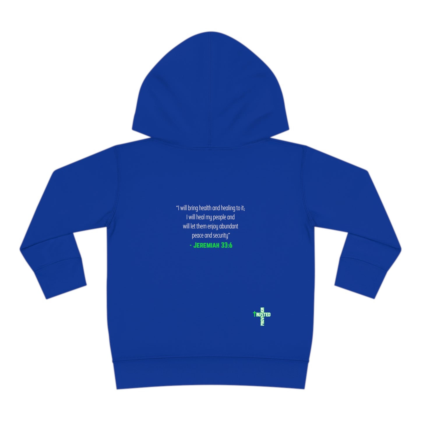 I'm living proof...Jesus Heals- Toddler Pullover Hoodie (neon letters)