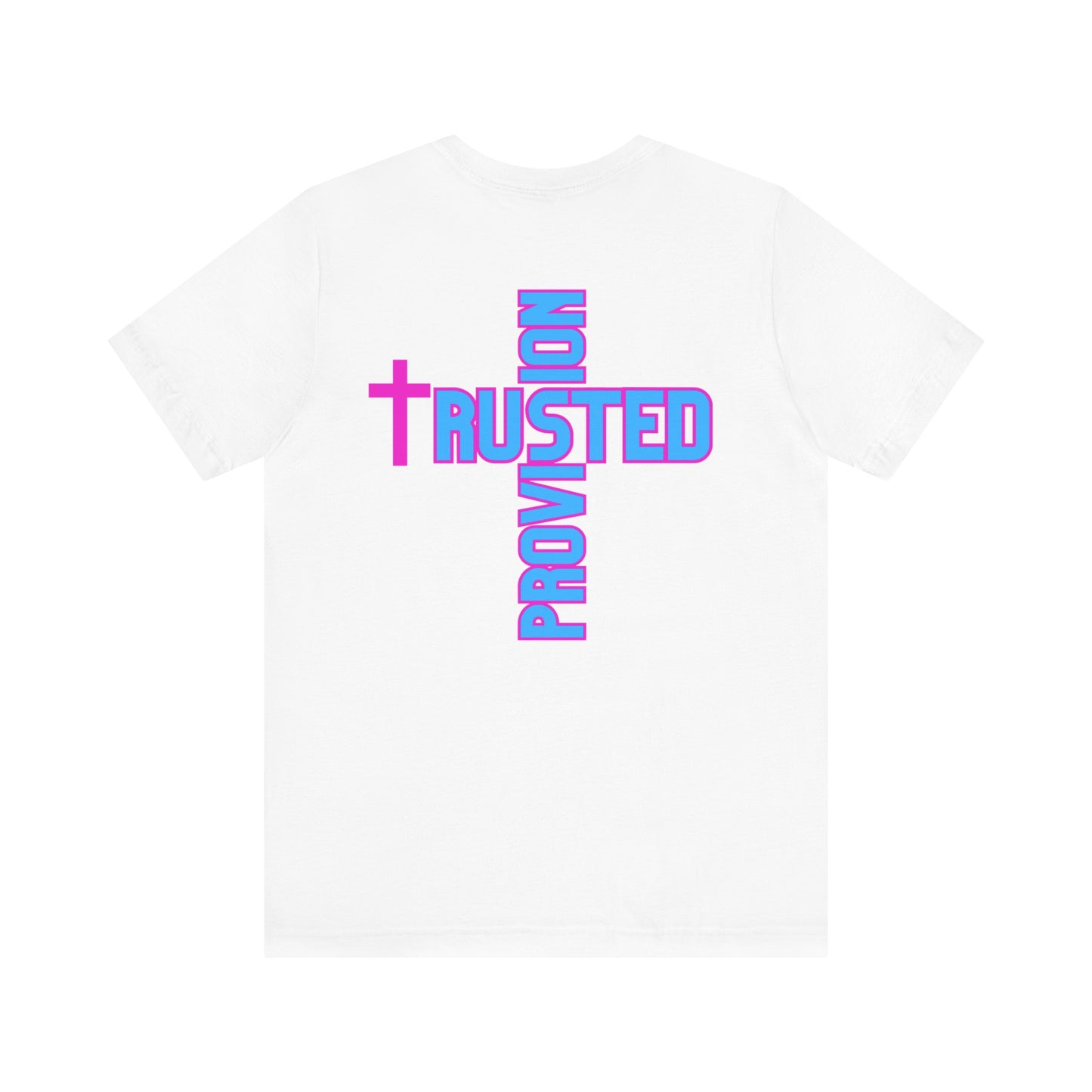 Trusted Provision- Unisex T-shirt (pink/blue logo)