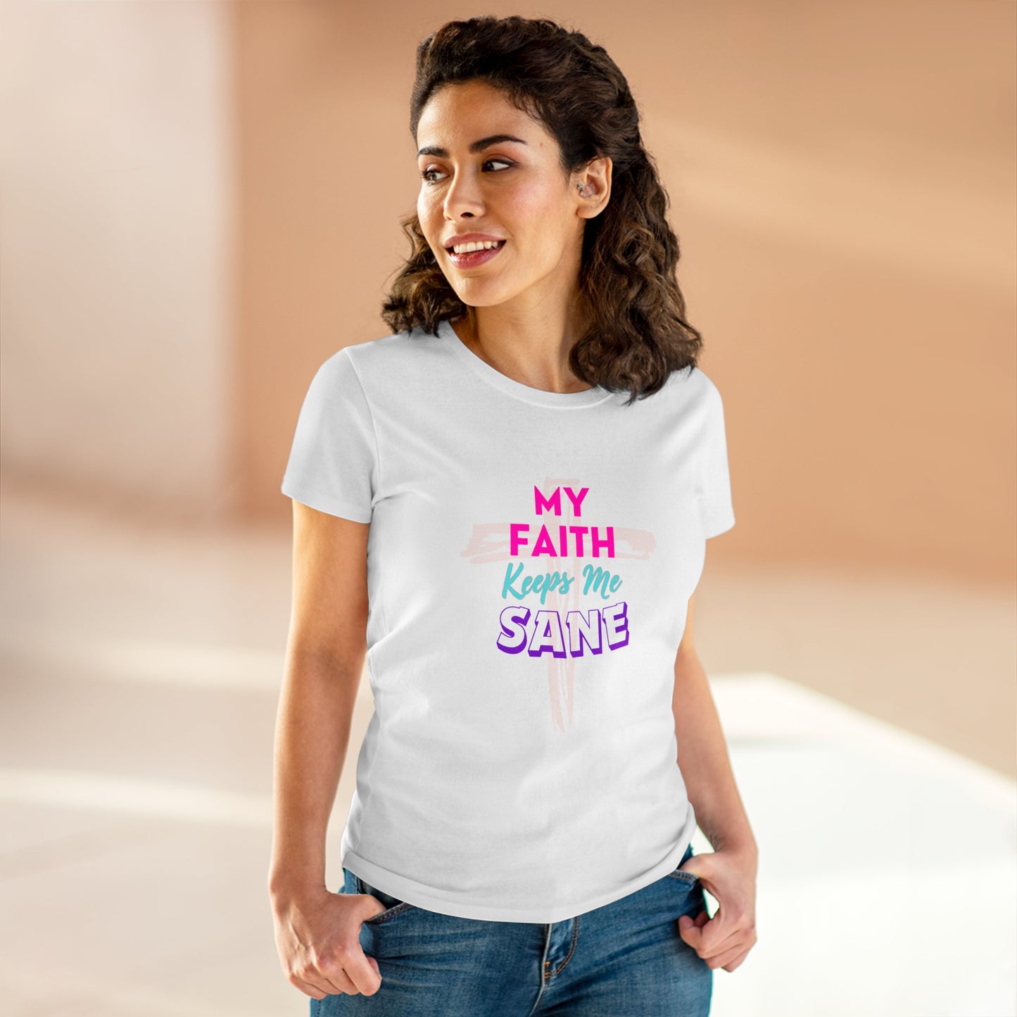 My Faith Keeps Me Sane-Women's Midweight Cotton Tee