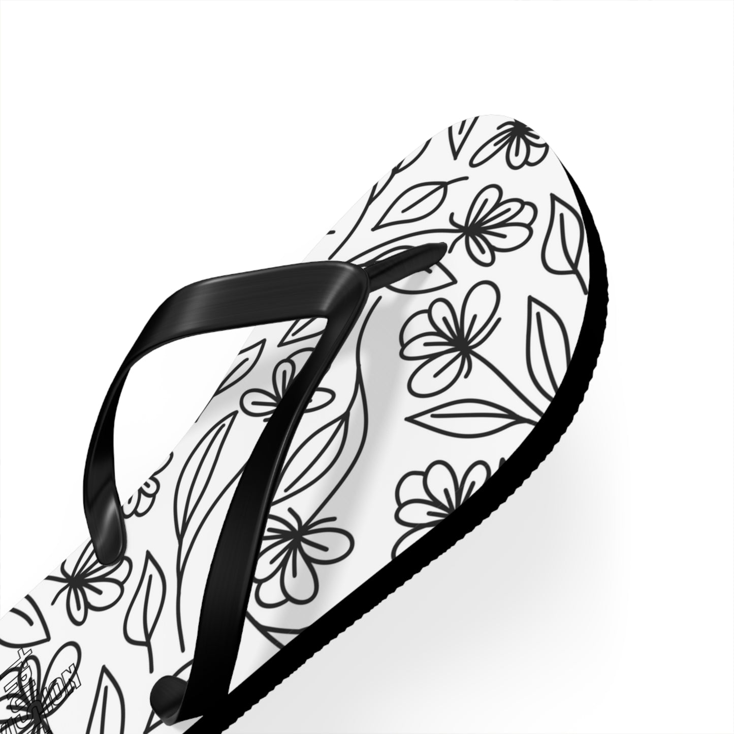 Trusted Provision- Flip Flops (black flowers)