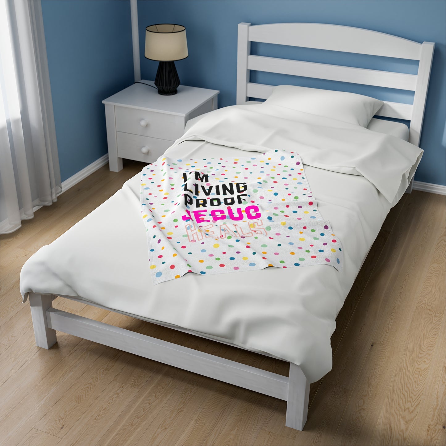 I am living proof...Jesus Heals- Plush Blanket (white)