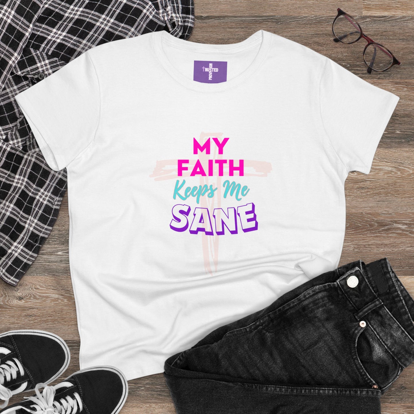 My Faith Keeps Me Sane-Women's Midweight Cotton Tee