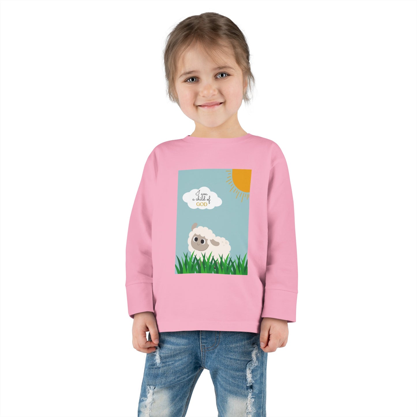 I am a child of God- Toddler Long Sleeve Tee (adorable sheep)