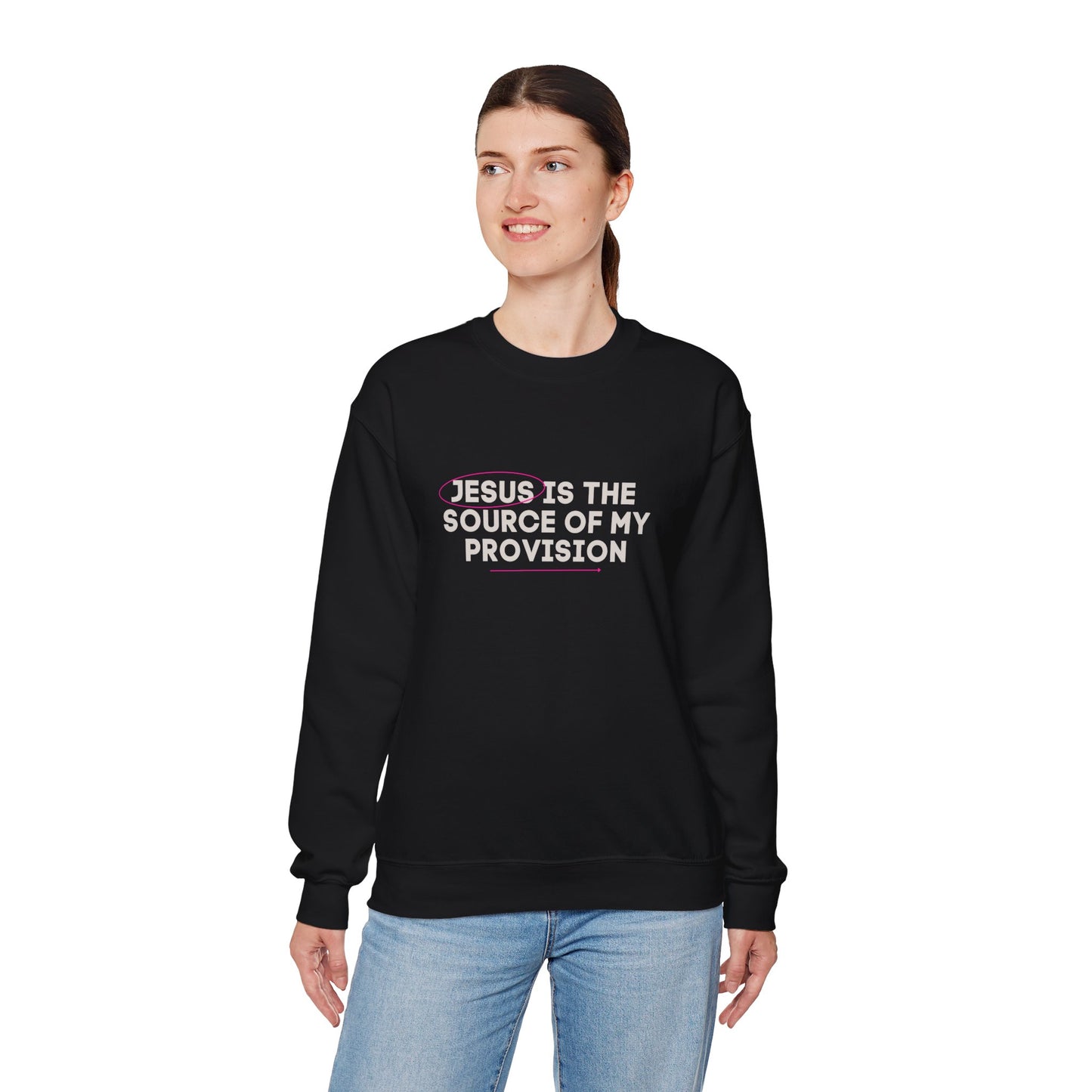 Christian Sweatshirt Jesus is the Source of my Provision Unisex Crewneck