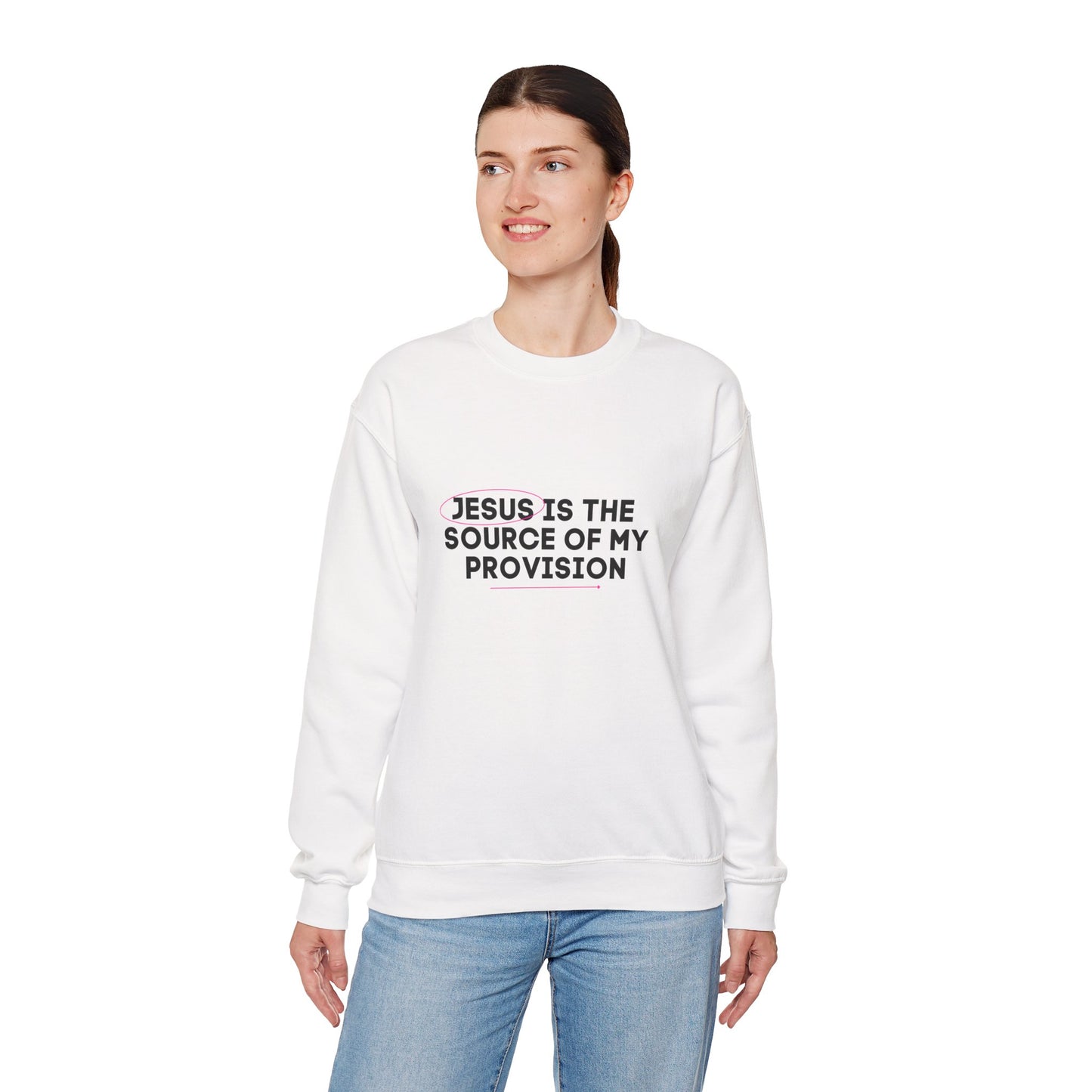 Christian Sweatshirt Jesus is the Source of my Provision Unisex Crewneck
