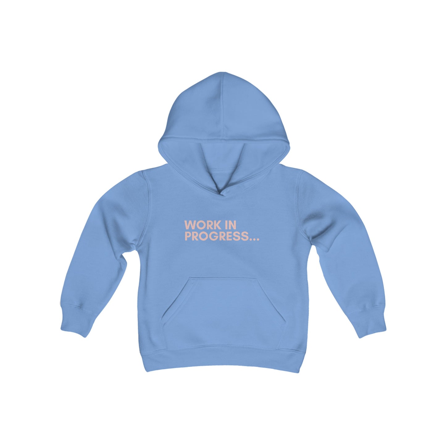 Work in Progress...- Youth Hoodie (rose letters)