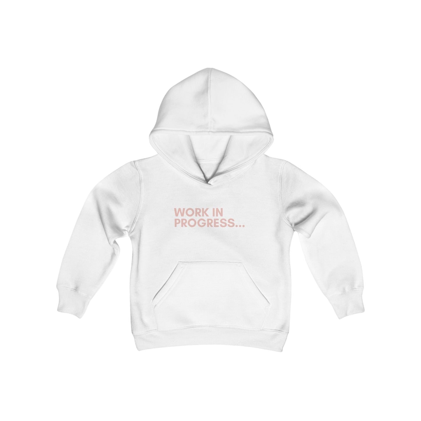 Work in Progress...- Youth Hoodie (rose letters)