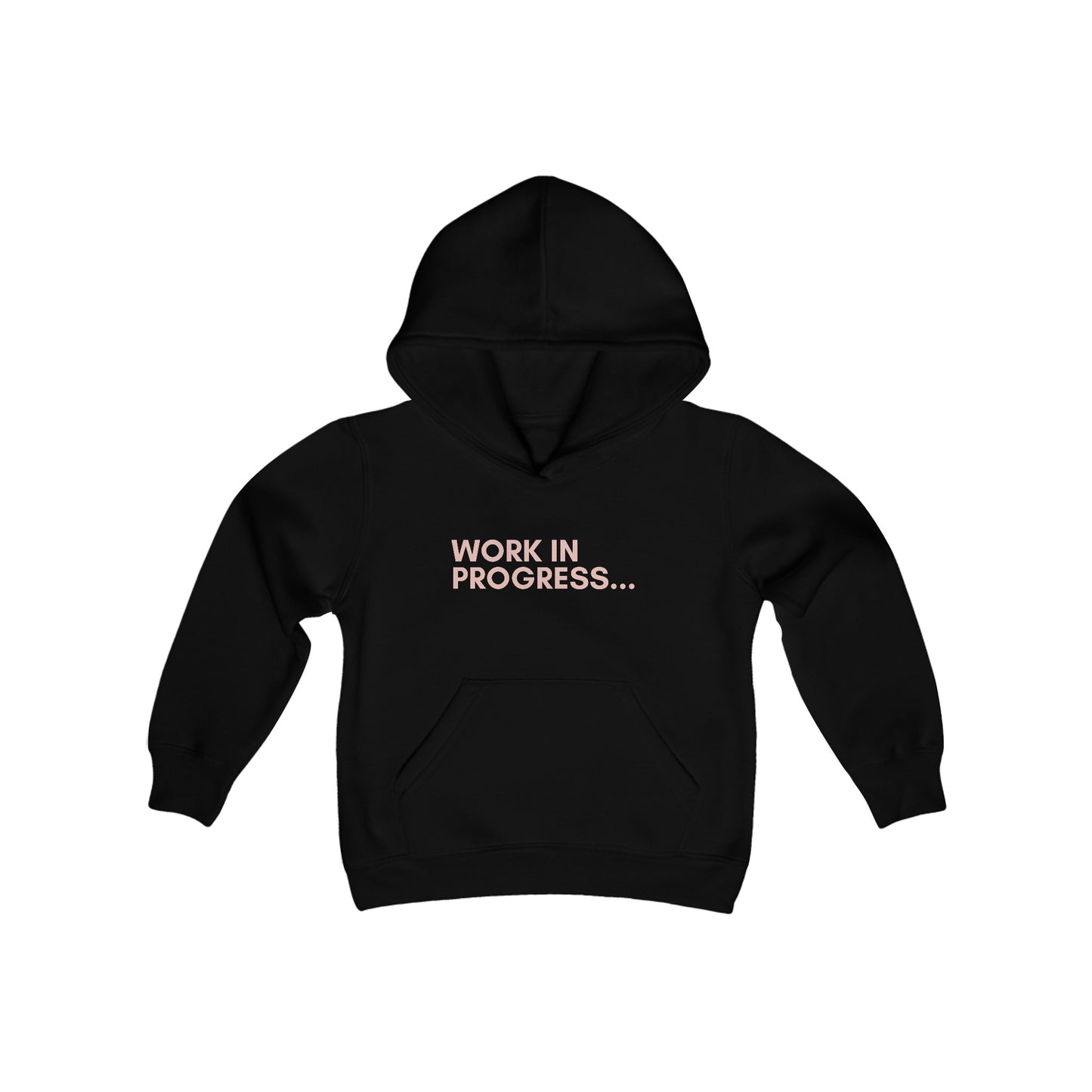 Work in Progress...- Youth Hoodie (rose letters)