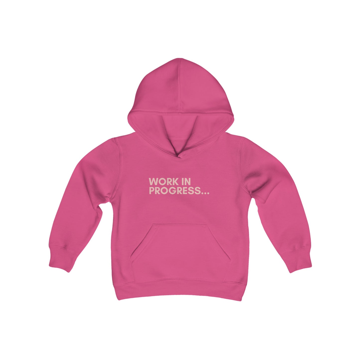 Work in Progress...- Youth Hoodie (rose letters)