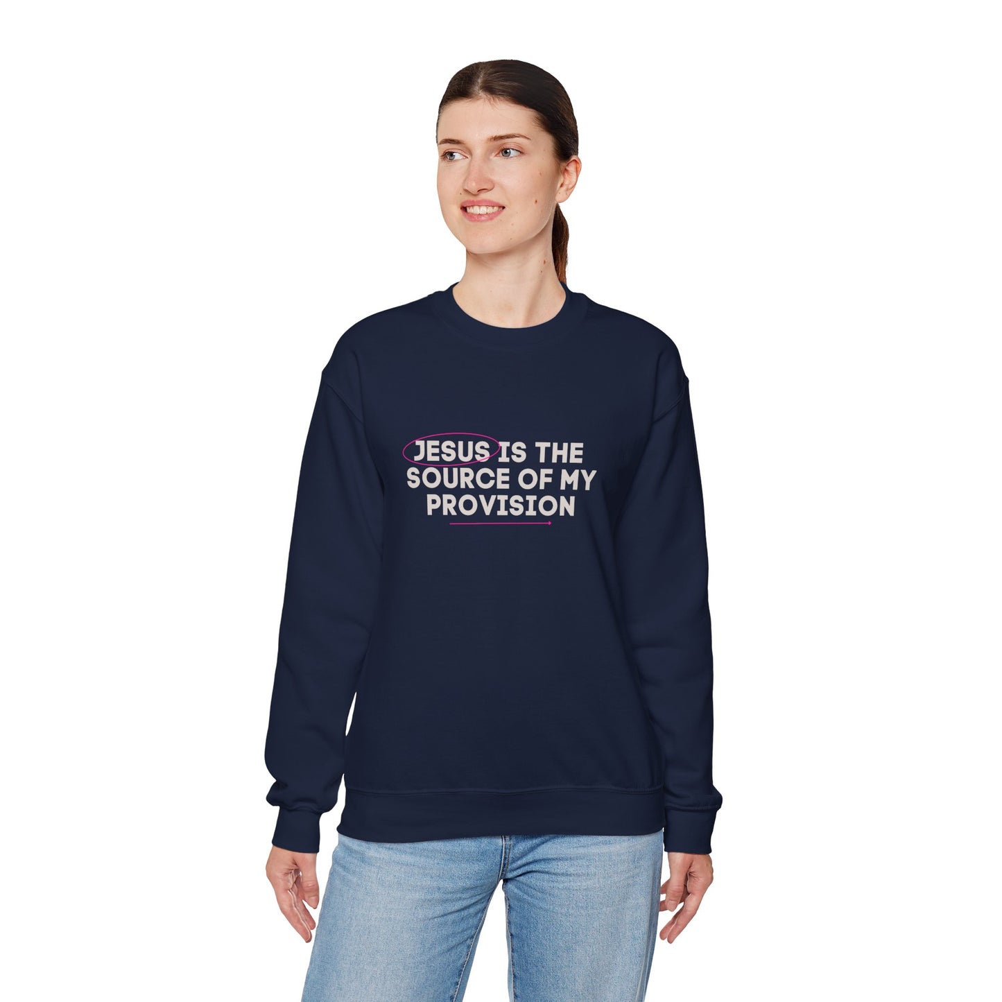 Christian Sweatshirt Jesus is the Source of my Provision Unisex Crewneck