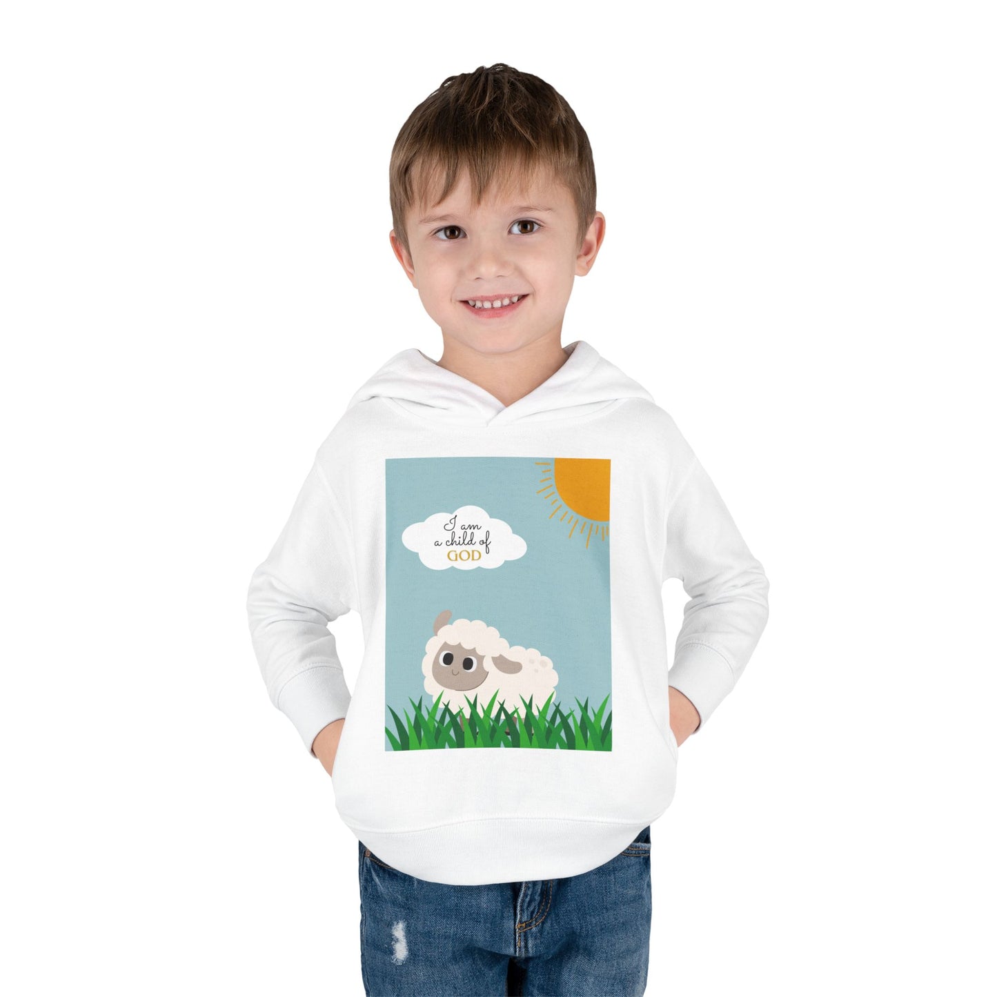 I am a child of God- Toddler Pullover Fleece Hoodie (adorable sheep)