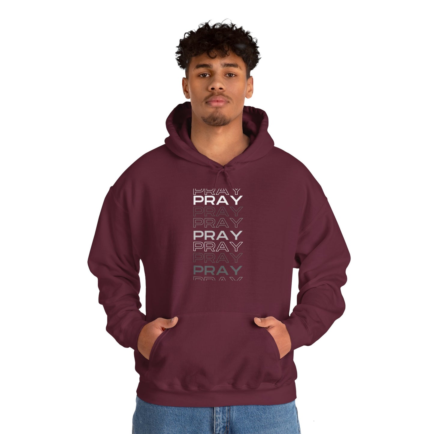 Pray- Unisex Hoodie (white & gray letters)