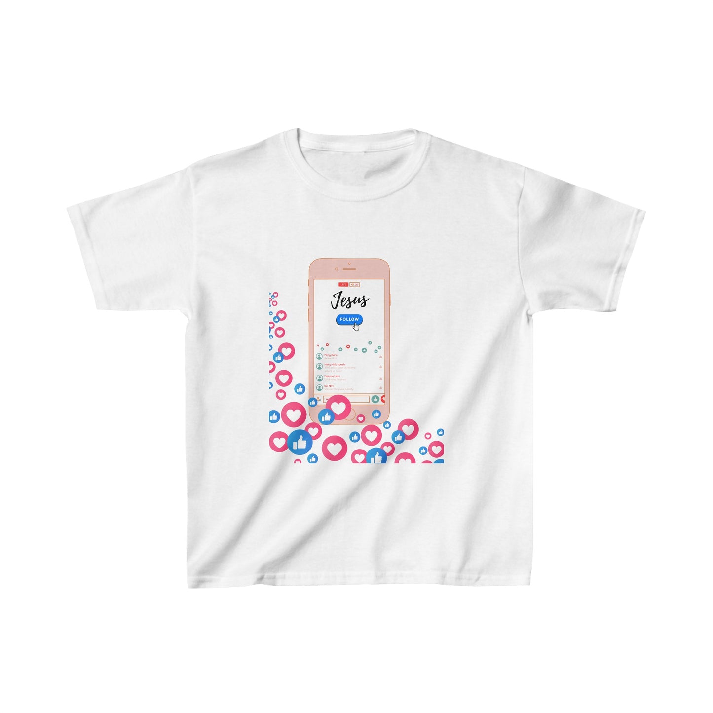 Follow Jesus- Kids Heavy Cotton™ Tee (pink)