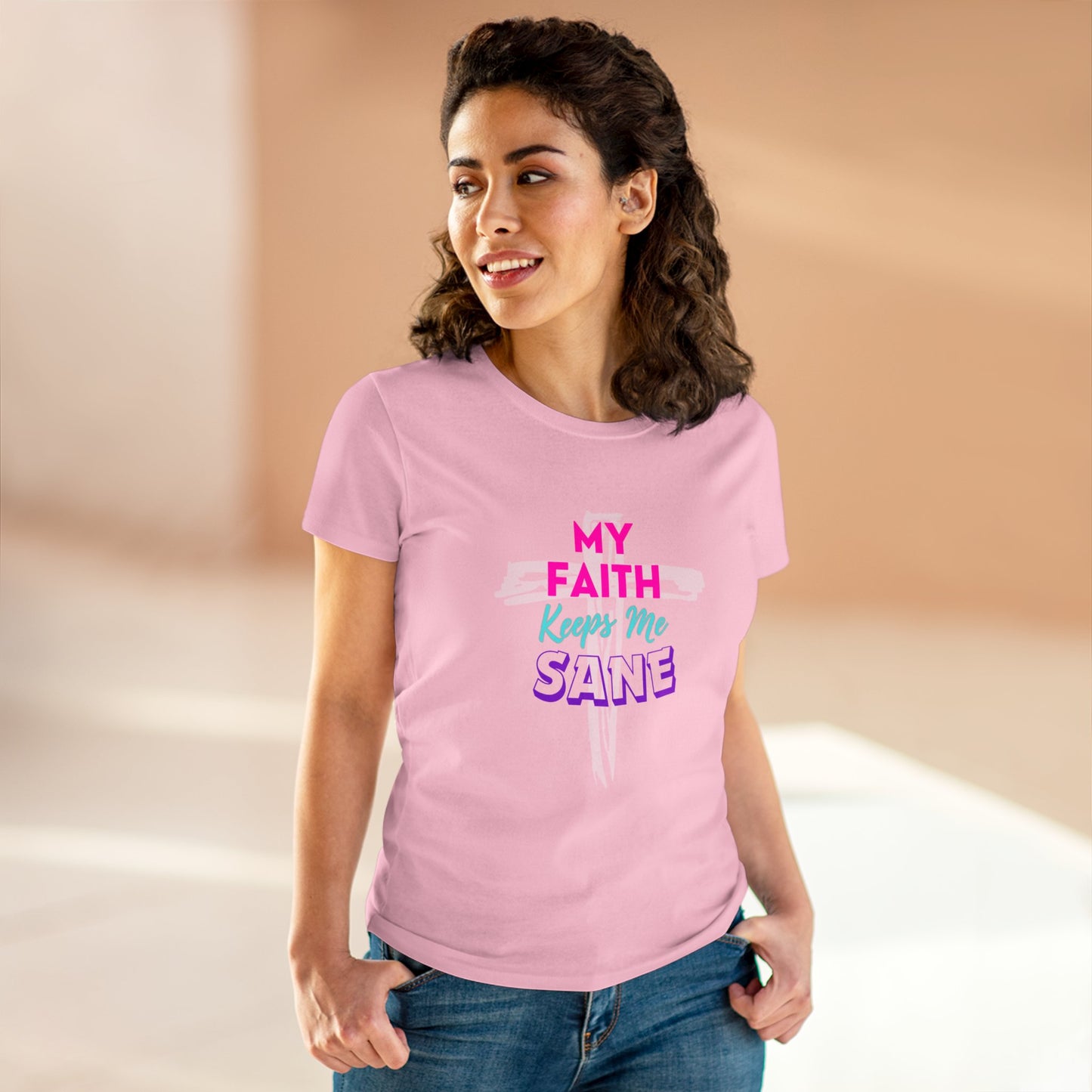 My Faith Keeps Me Sane-Women's Midweight Cotton Tee