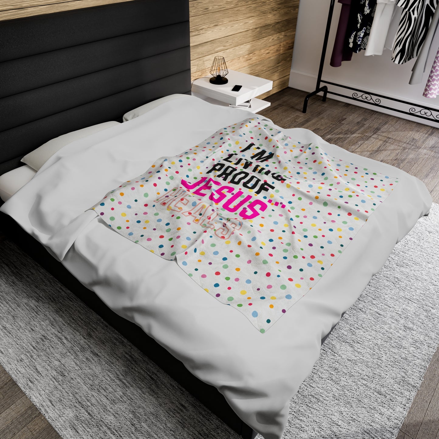 I am living proof...Jesus Heals- Plush Blanket (white)