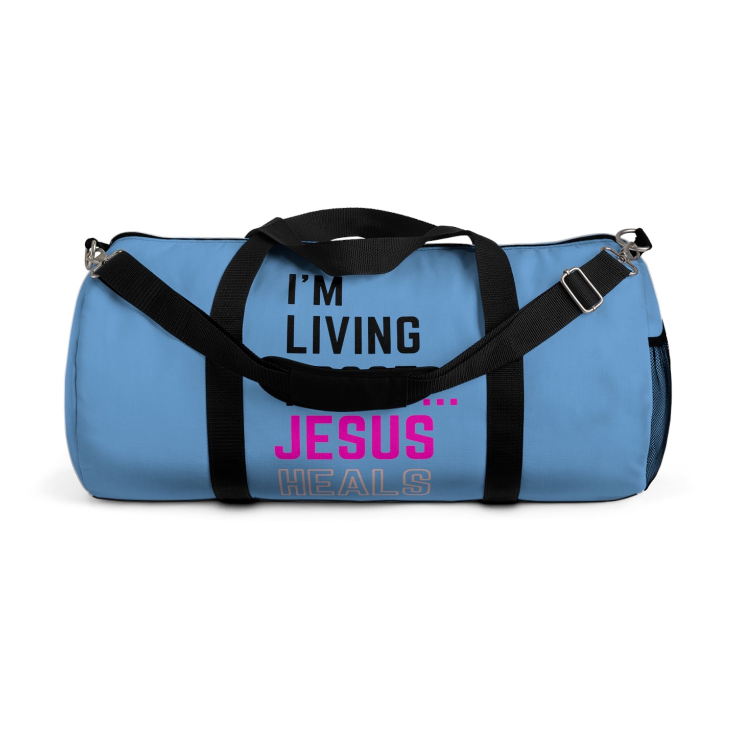 I'm living proof...Jesus Heals - Duffel Bag (light blue)