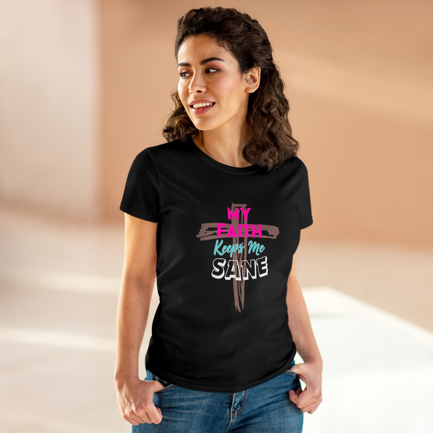 My Faith Keeps Me Sane-Women's Midweight Cotton Tee