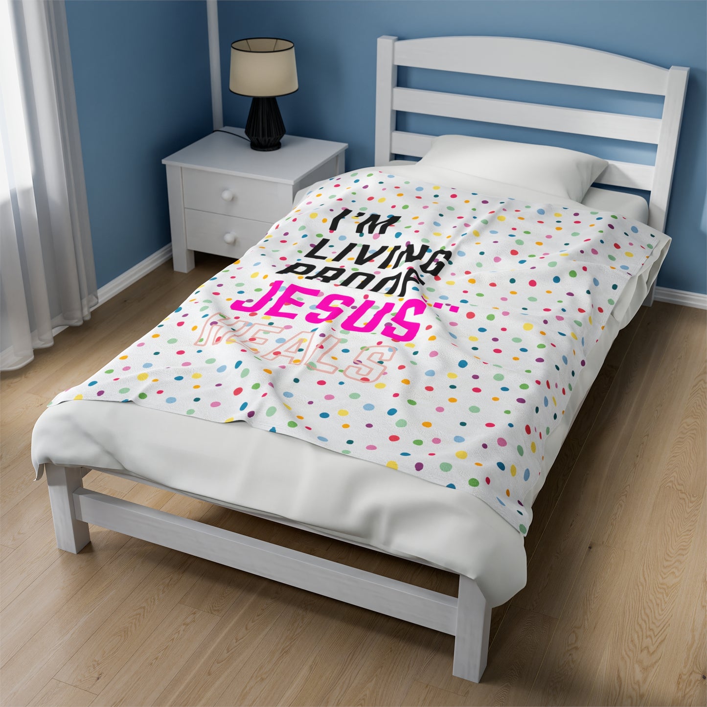 I am living proof...Jesus Heals- Plush Blanket (white)