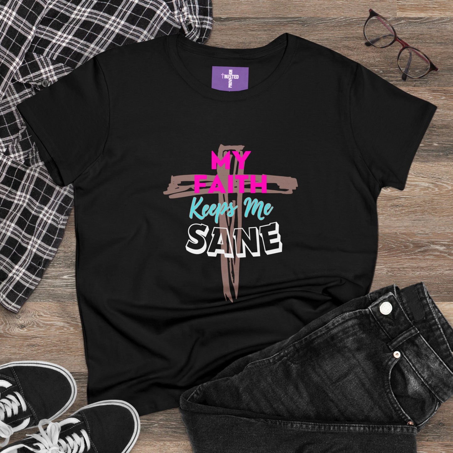 My Faith Keeps Me Sane-Women's Midweight Cotton Tee