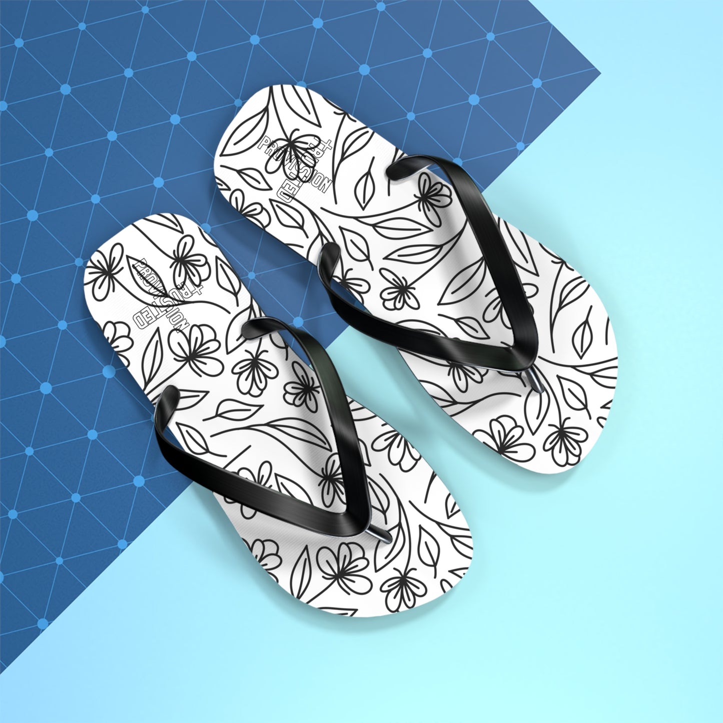 Trusted Provision- Flip Flops (black flowers)