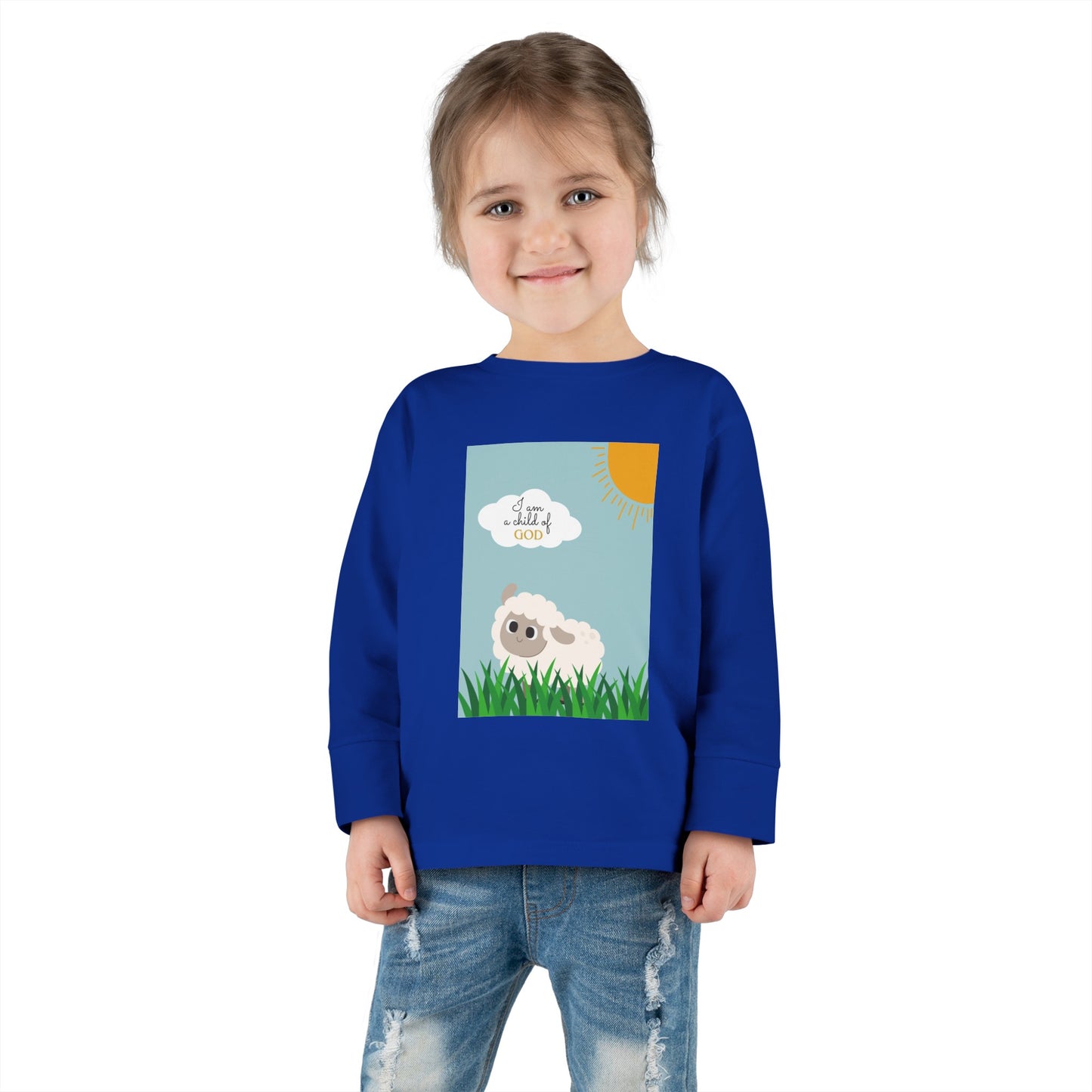 I am a child of God- Toddler Long Sleeve Tee (adorable sheep)