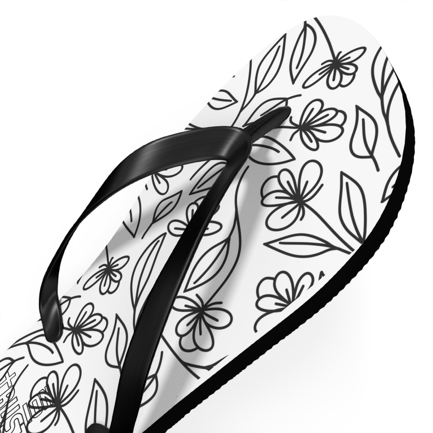Trusted Provision- Flip Flops (black flowers)