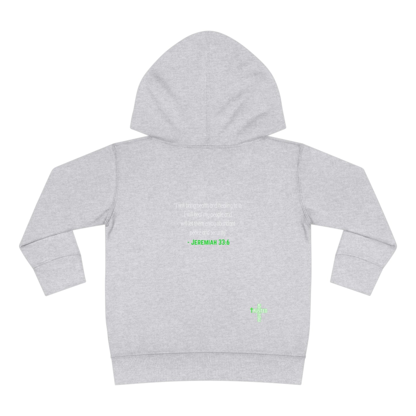 I'm living proof...Jesus Heals- Toddler Pullover Hoodie (neon letters)