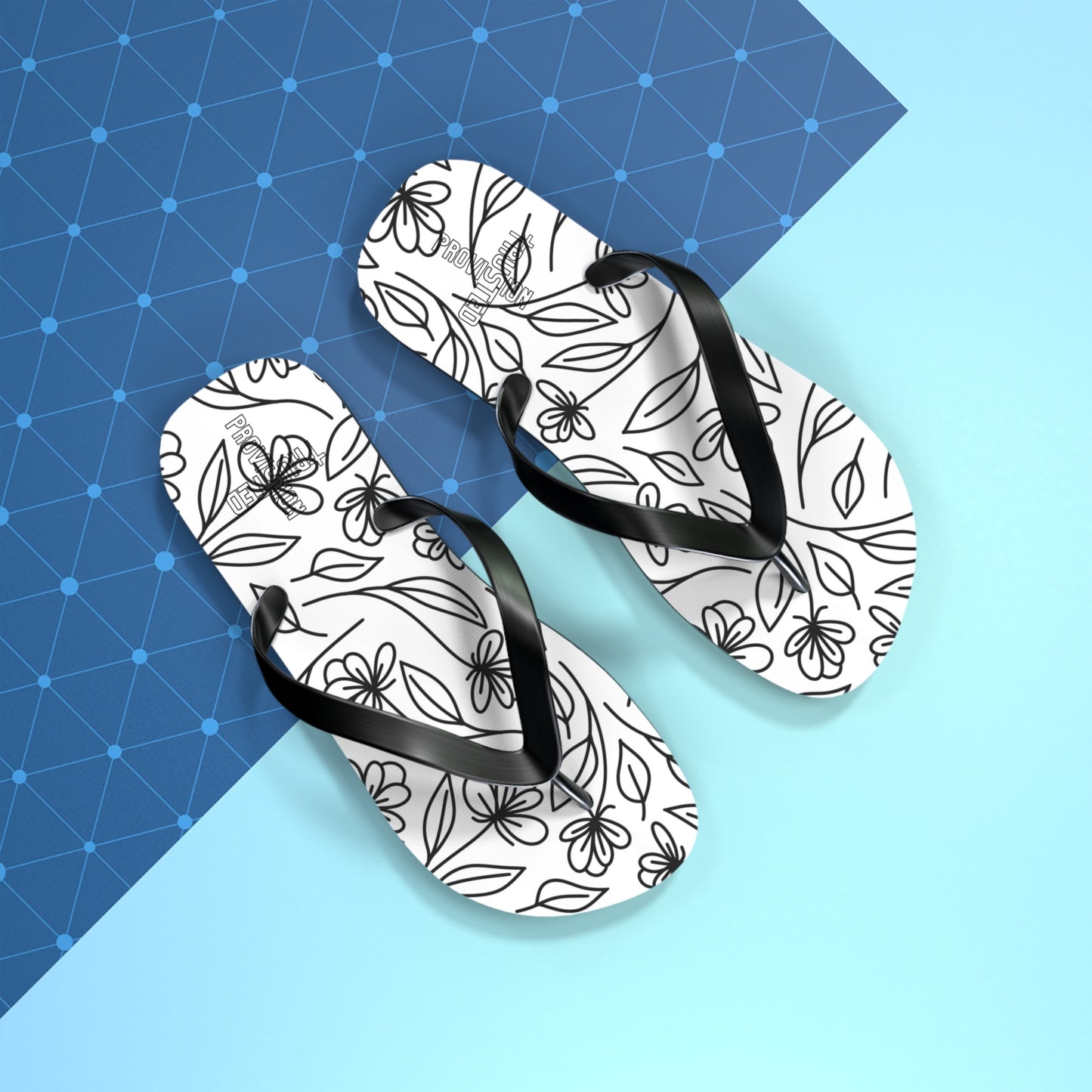 Trusted Provision- Flip Flops (black flowers)