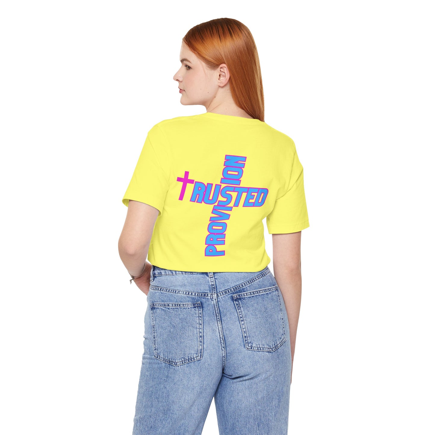 Trusted Provision- Unisex T-shirt (pink/blue logo)