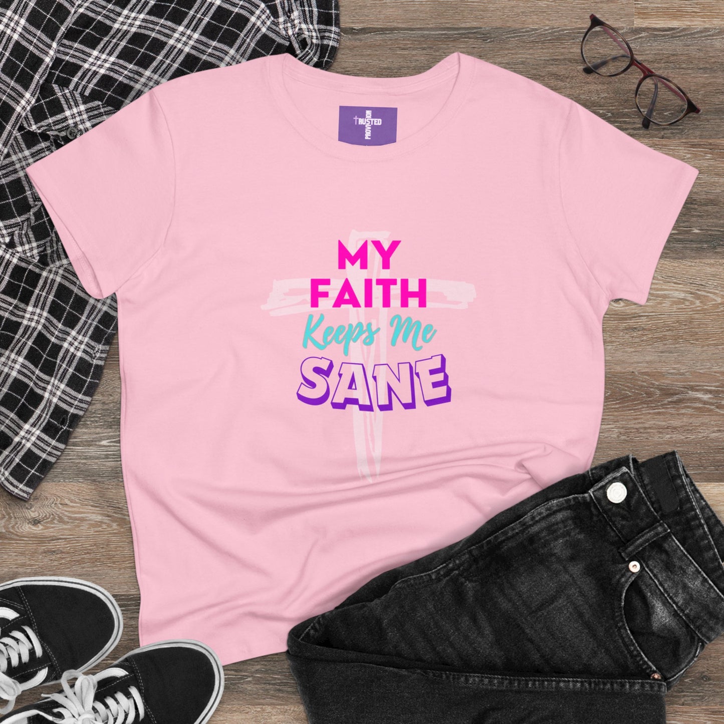 My Faith Keeps Me Sane-Women's Midweight Cotton Tee