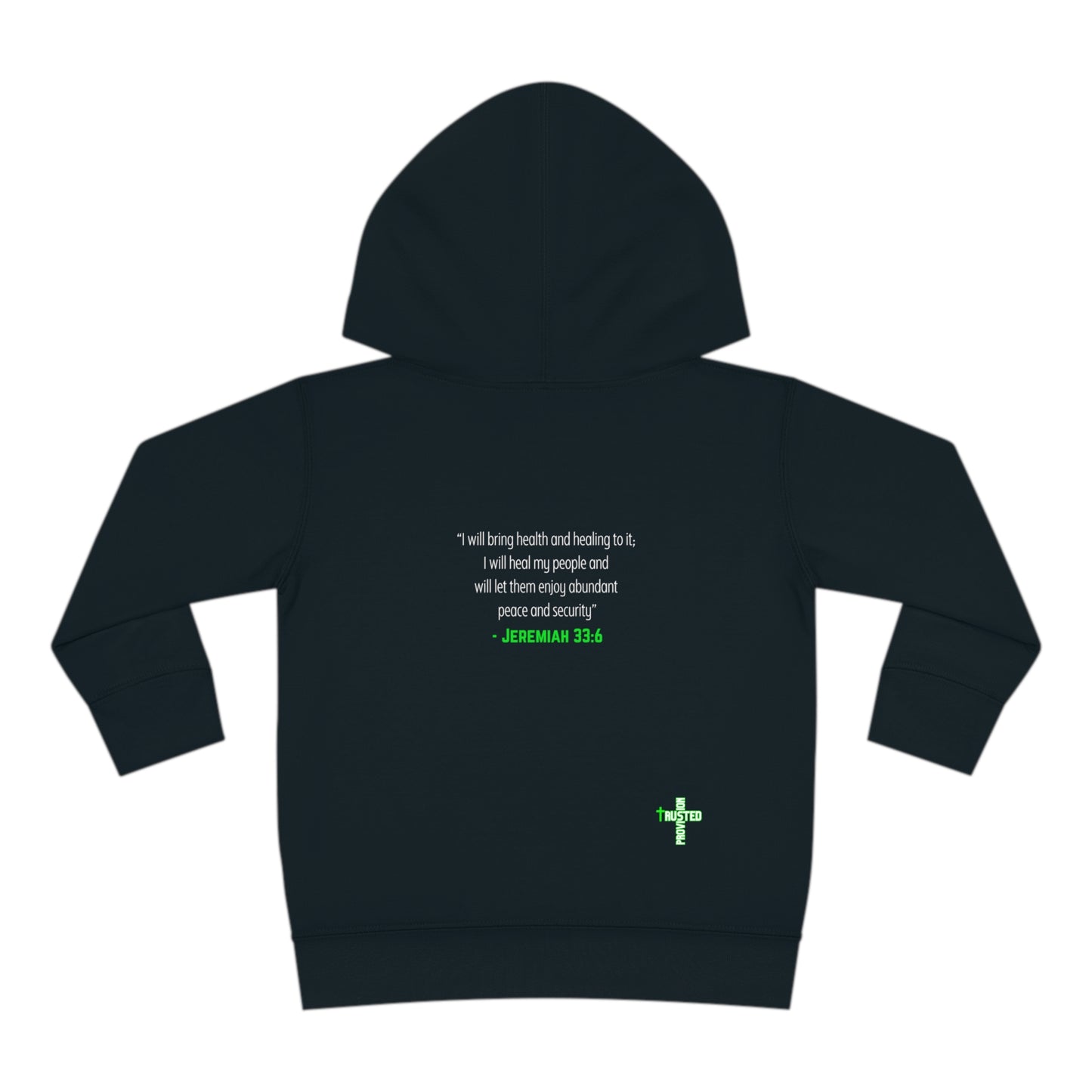 I'm living proof...Jesus Heals- Toddler Pullover Hoodie (neon letters)