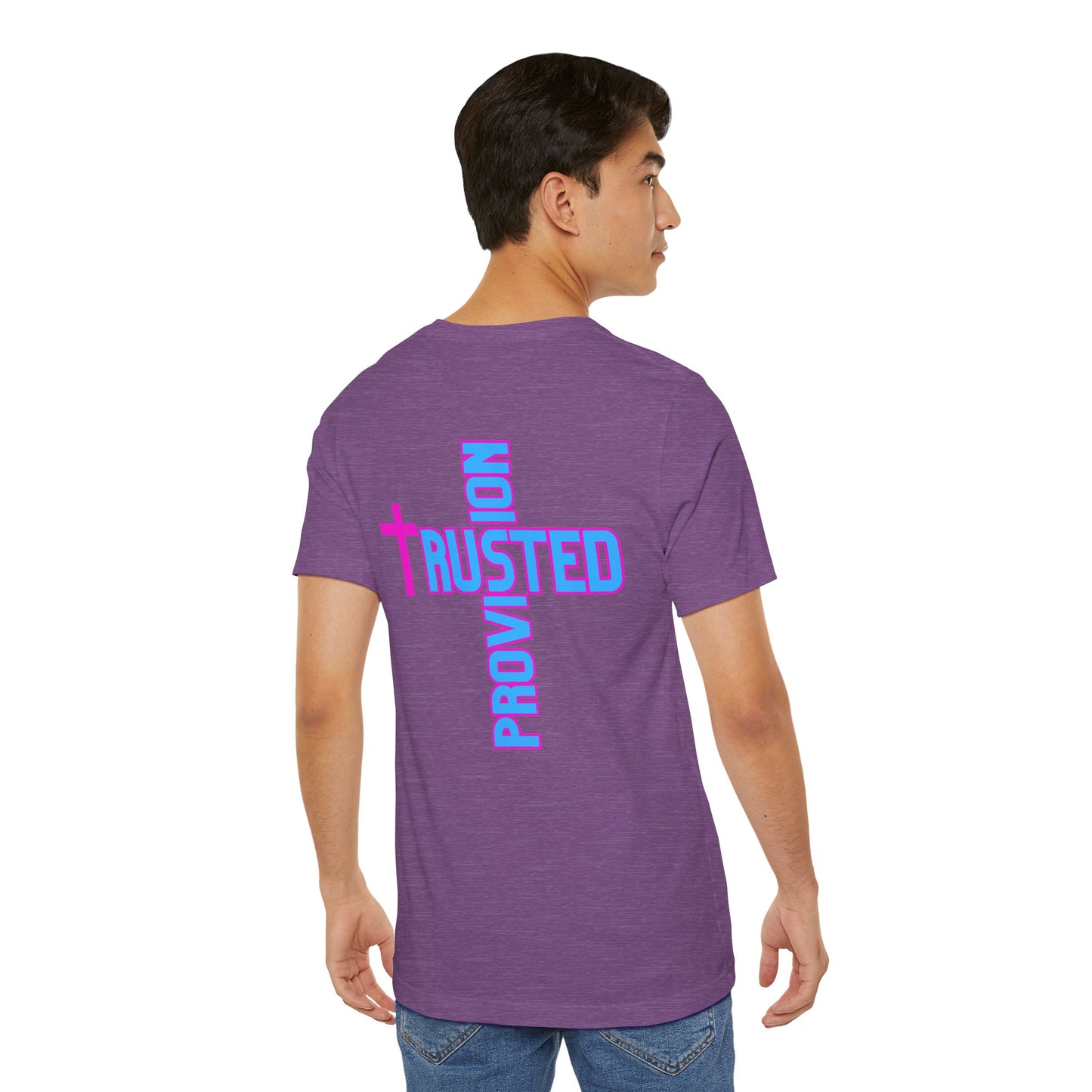 Trusted Provision- Unisex T-shirt (pink/blue logo)