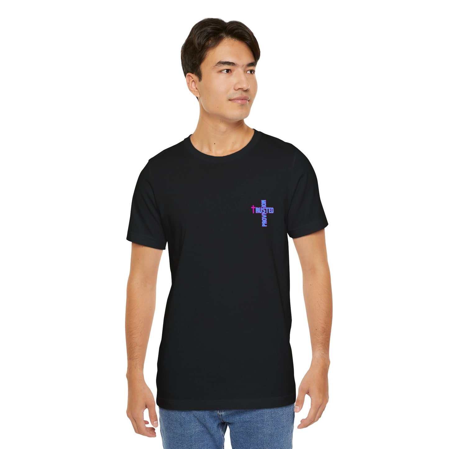 Trusted Provision- Unisex T-shirt (pink/blue logo)