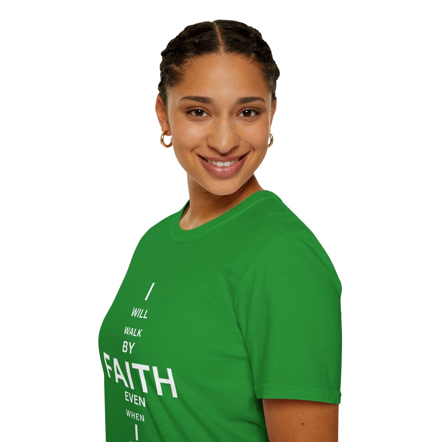 I will walk by FAITH- Unisex Softstyle T-Shirt