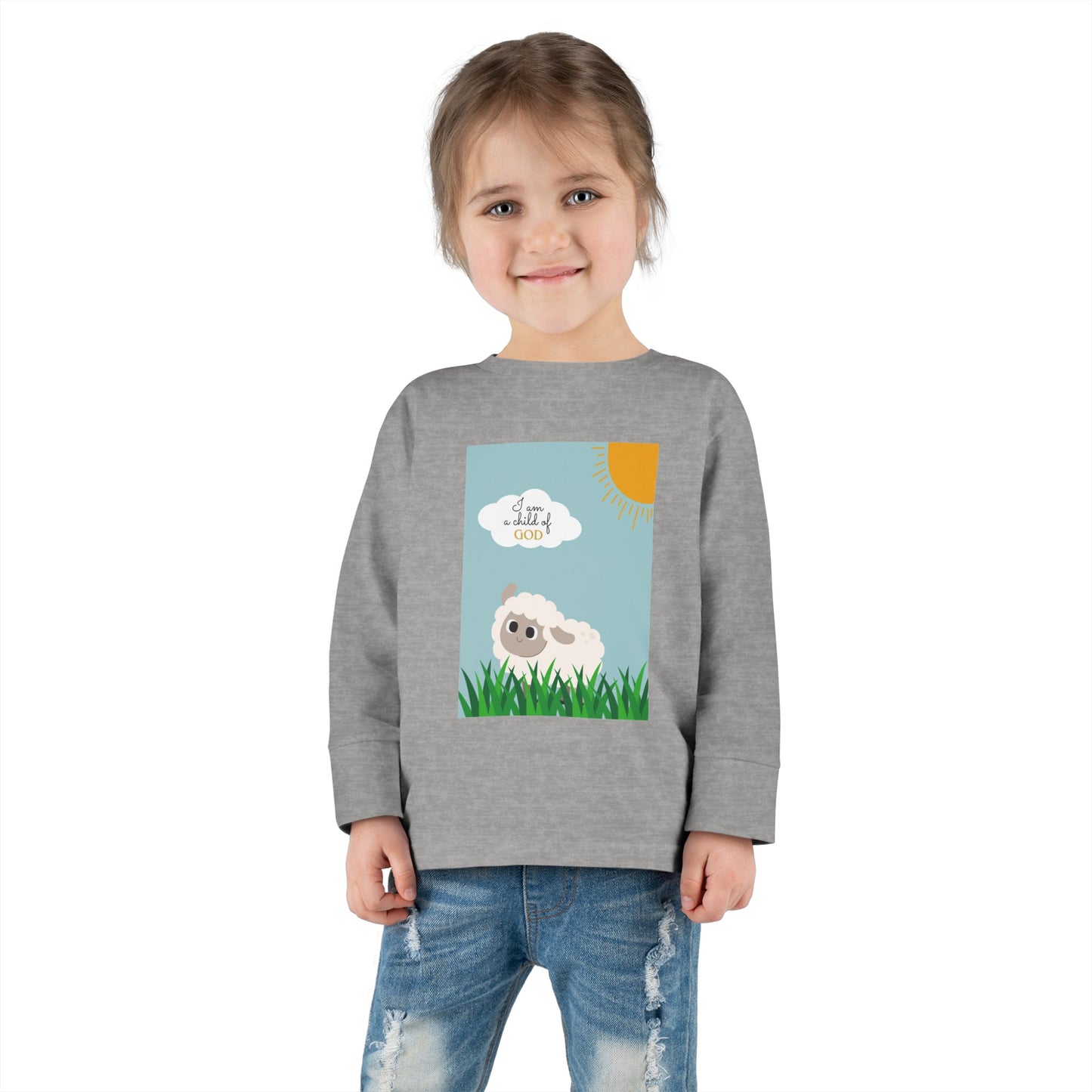 I am a child of God- Toddler Long Sleeve Tee (adorable sheep)