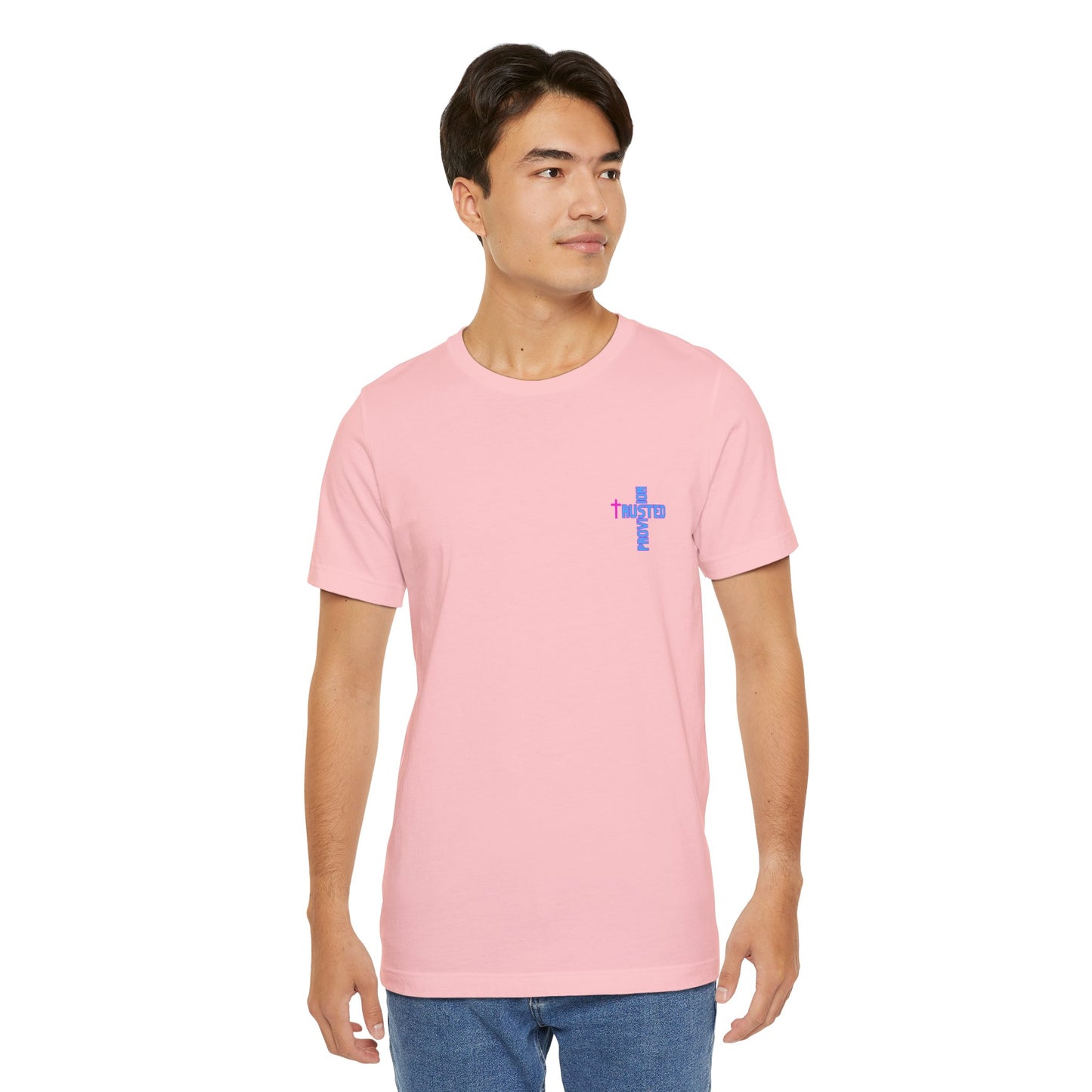 Trusted Provision- Unisex T-shirt (pink/blue logo)