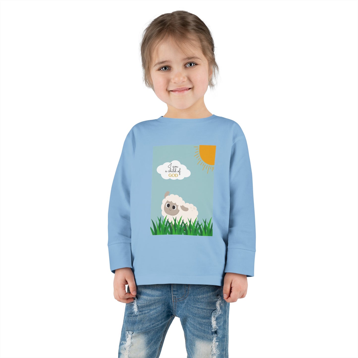 I am a child of God- Toddler Long Sleeve Tee (adorable sheep)