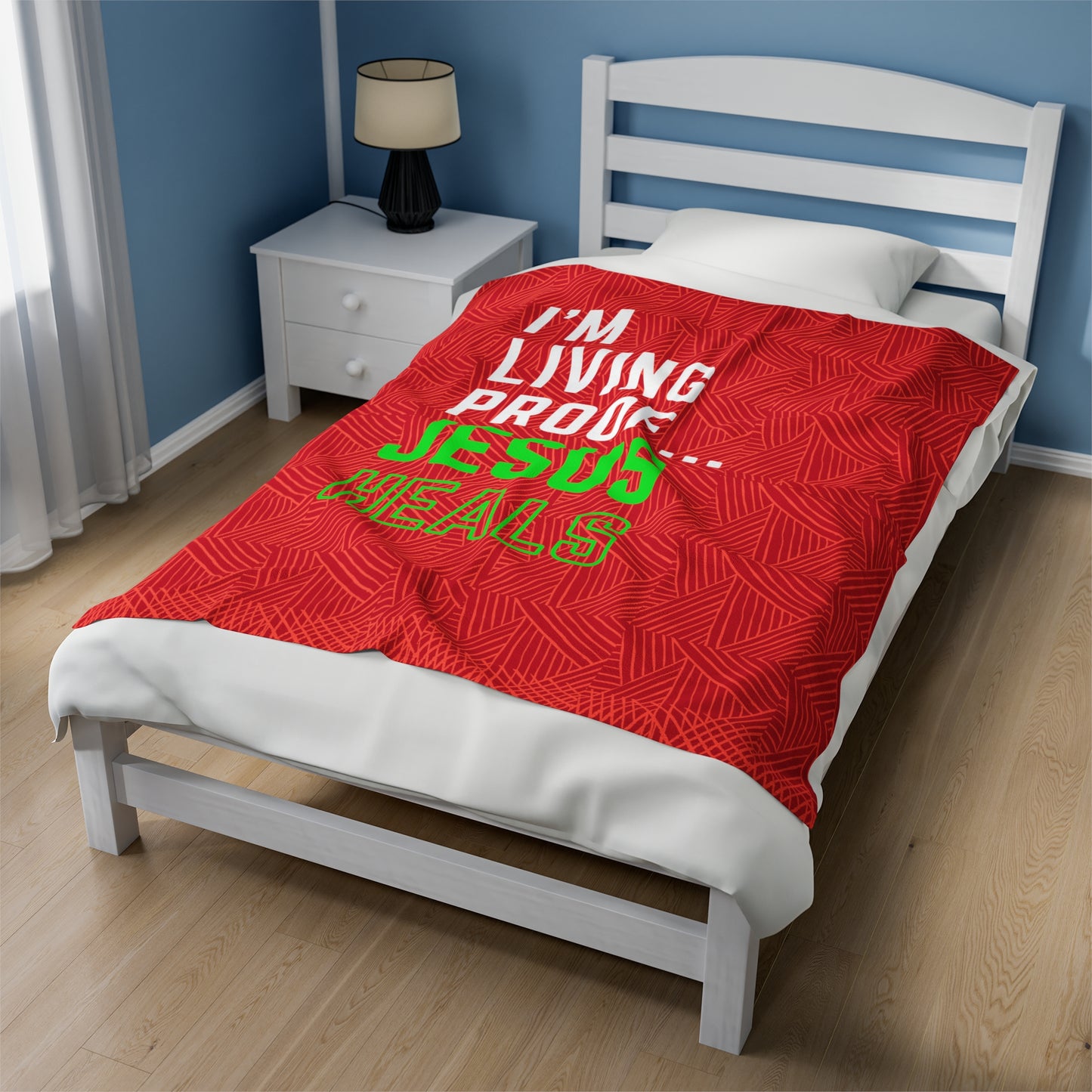 I am living proof...Jesus Heals- Plush Blanket (red)
