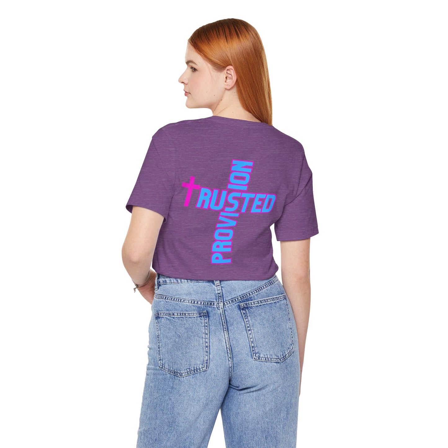 Trusted Provision- Unisex T-shirt (pink/blue logo)