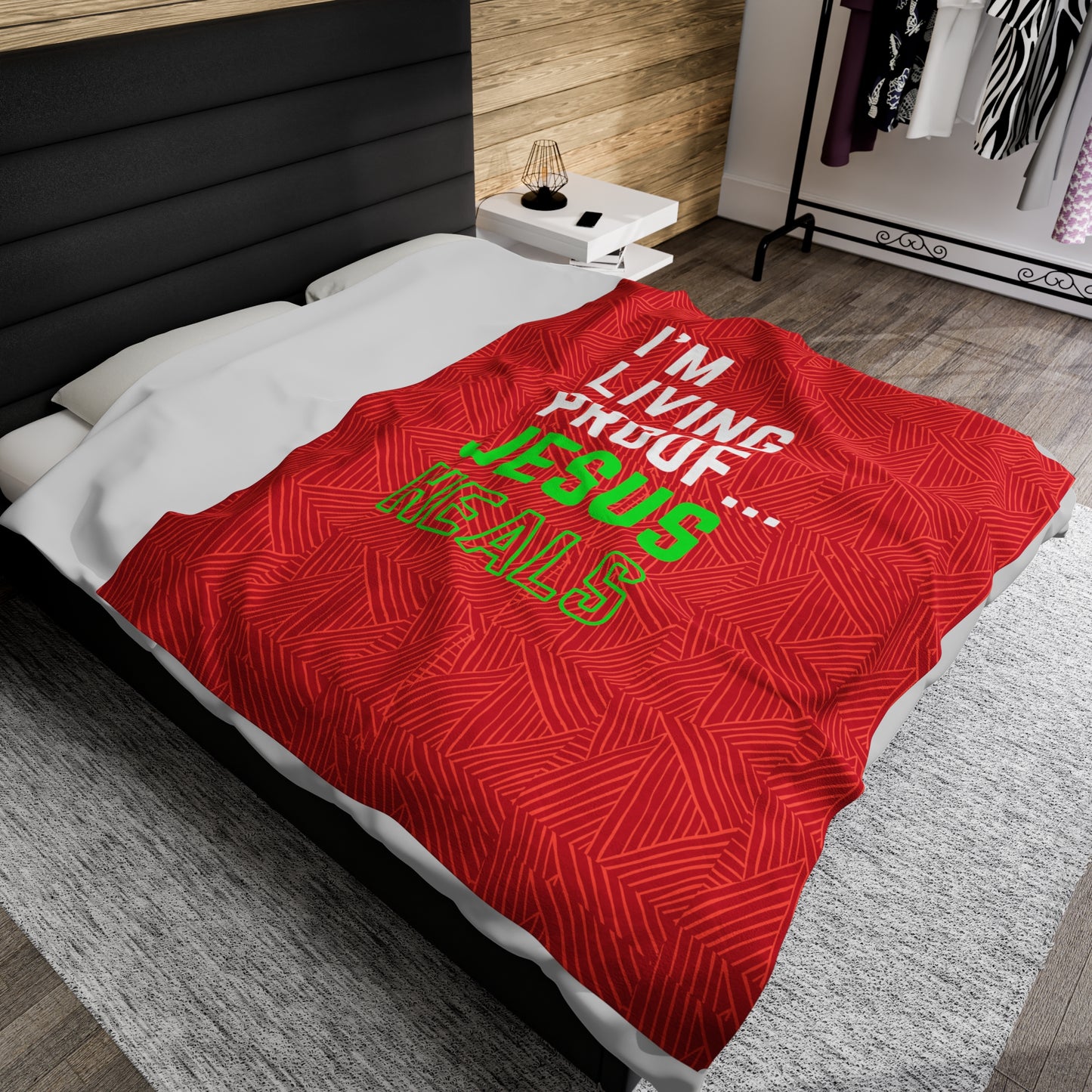 I am living proof...Jesus Heals- Plush Blanket (red)