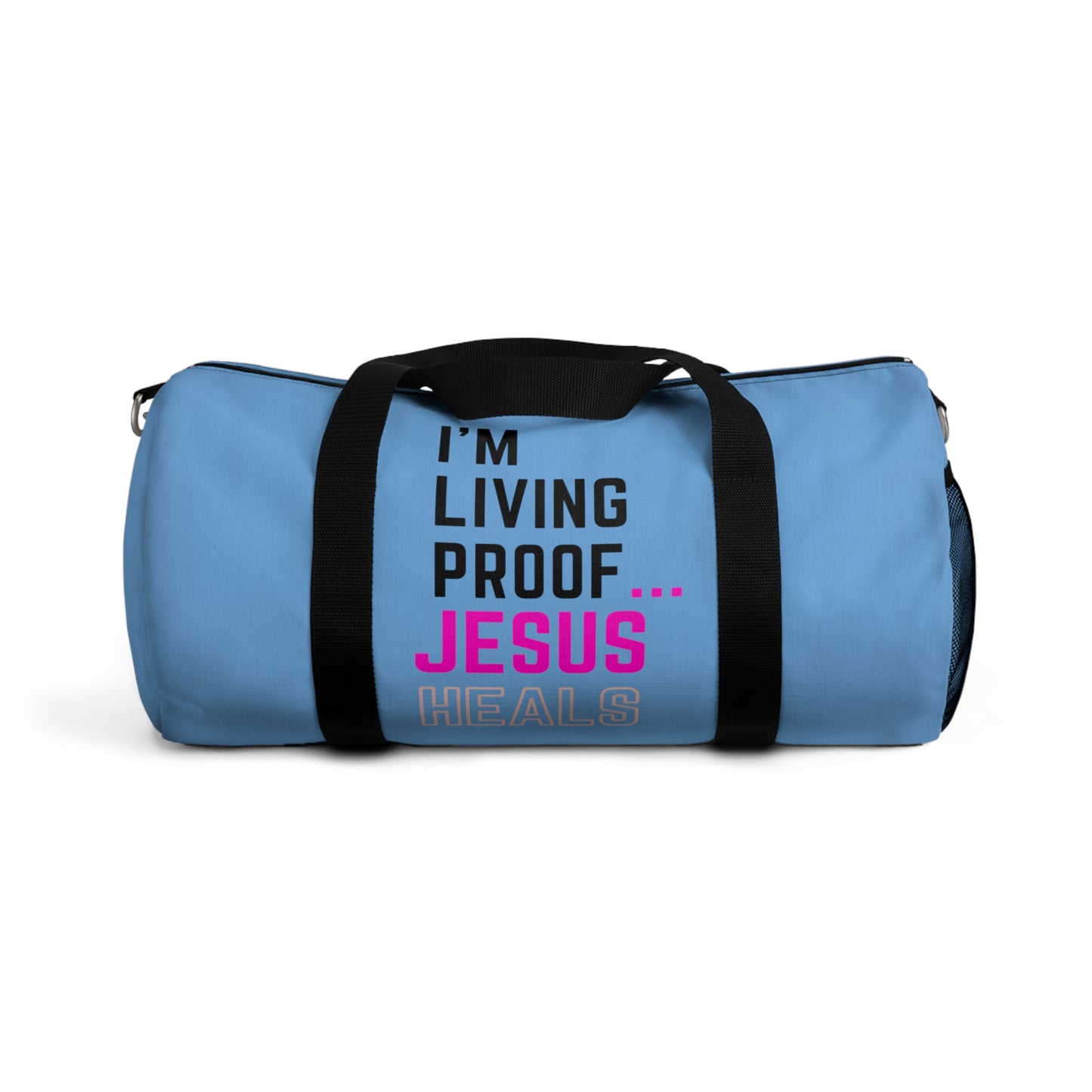 I'm living proof...Jesus Heals - Duffel Bag (light blue)