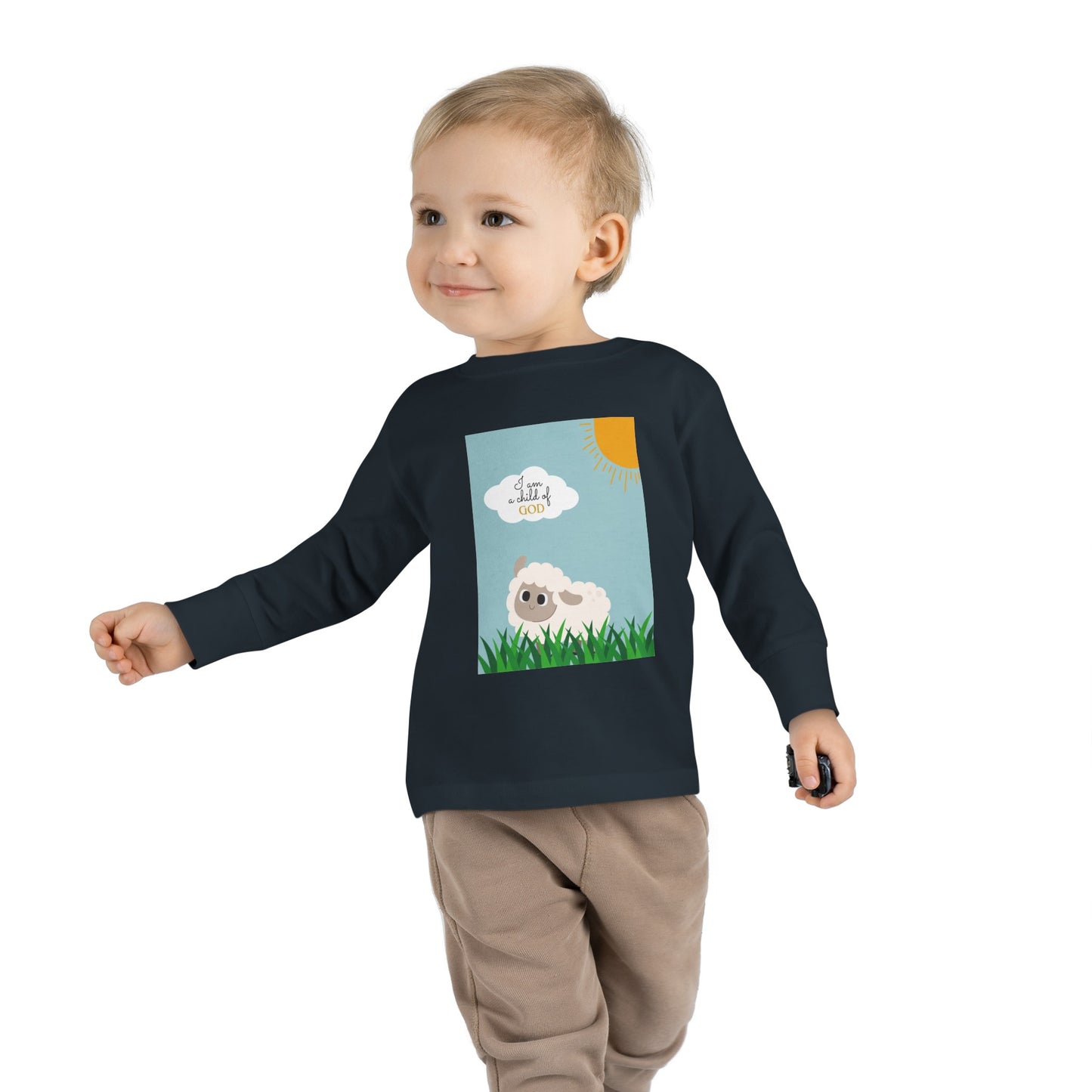 I am a child of God- Toddler Long Sleeve Tee (adorable sheep)
