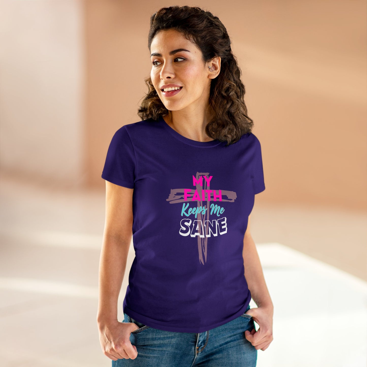 My Faith Keeps Me Sane-Women's Midweight Cotton Tee
