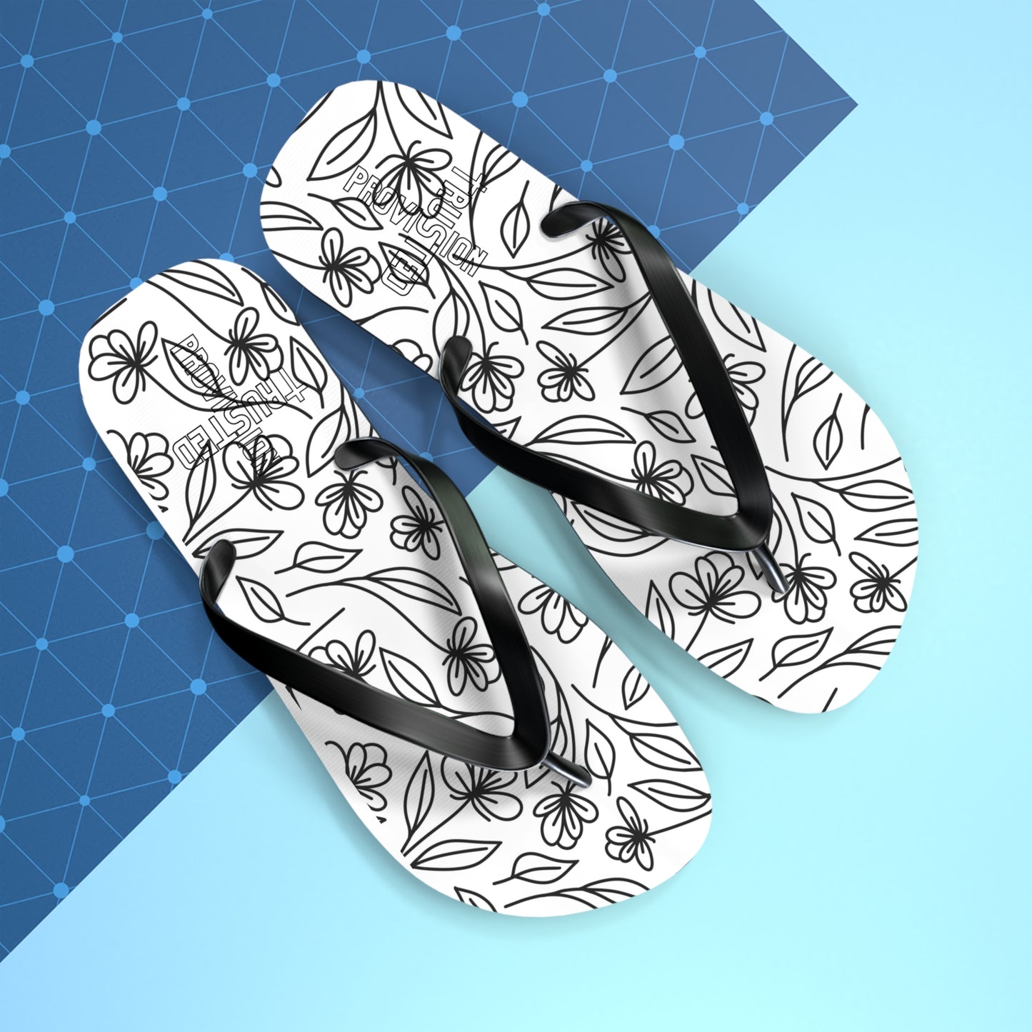 Trusted Provision- Flip Flops (black flowers)