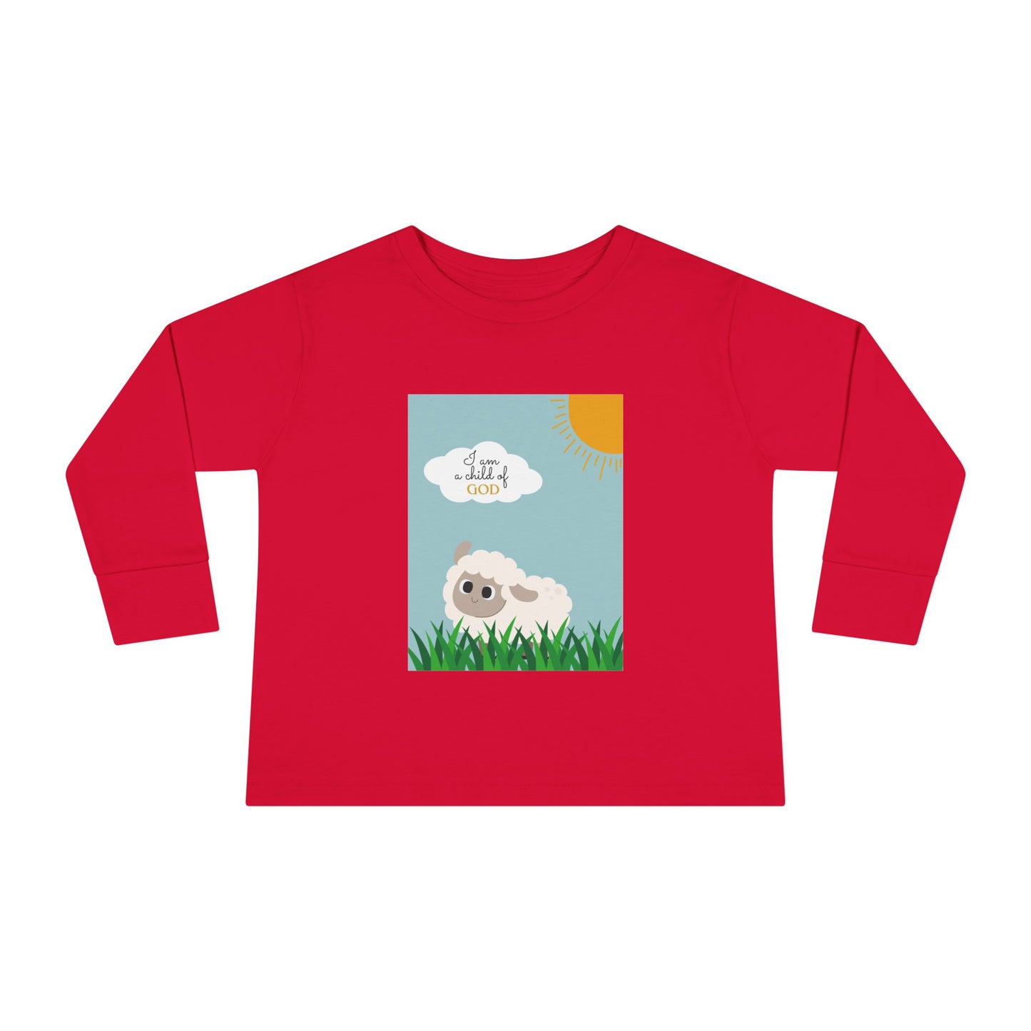 I am a child of God- Toddler Long Sleeve Tee (adorable sheep)