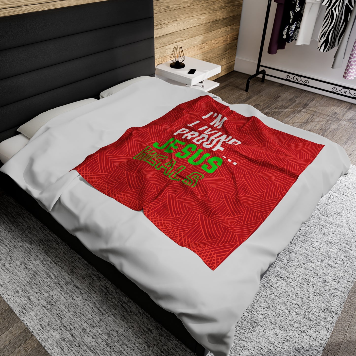 I am living proof...Jesus Heals- Plush Blanket (red)